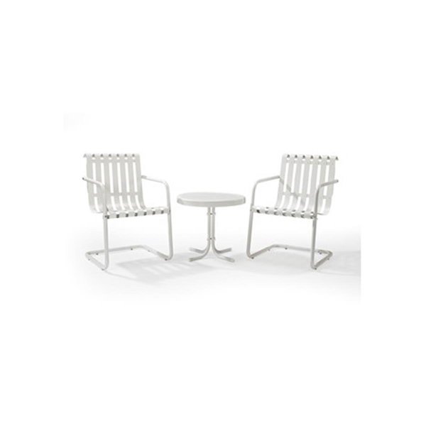 Veranda Gracie  Metal Outdoor Conversation Seating Set - 2 Chairs and Side Table in Alabaster White, 3PK VE383113